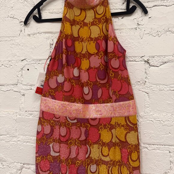 SS23 MOSCHINO Couture Jeremy Scott 60s Halter Chains Print Slim Fit Jumpsuit - Picture 5 of 7